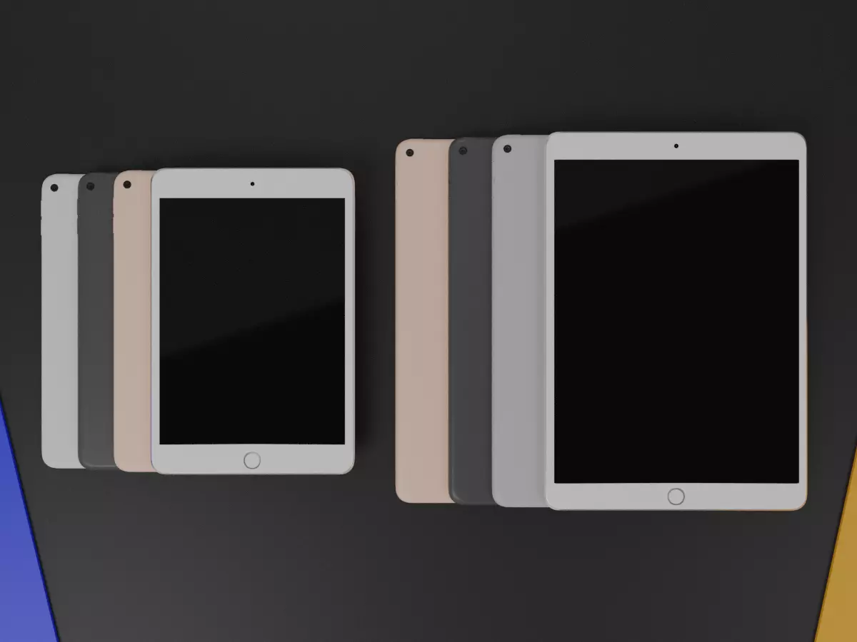 iPad Mini 5 2019 And iPad Air 3 2019 All Official Colors Bundle 3D model_0