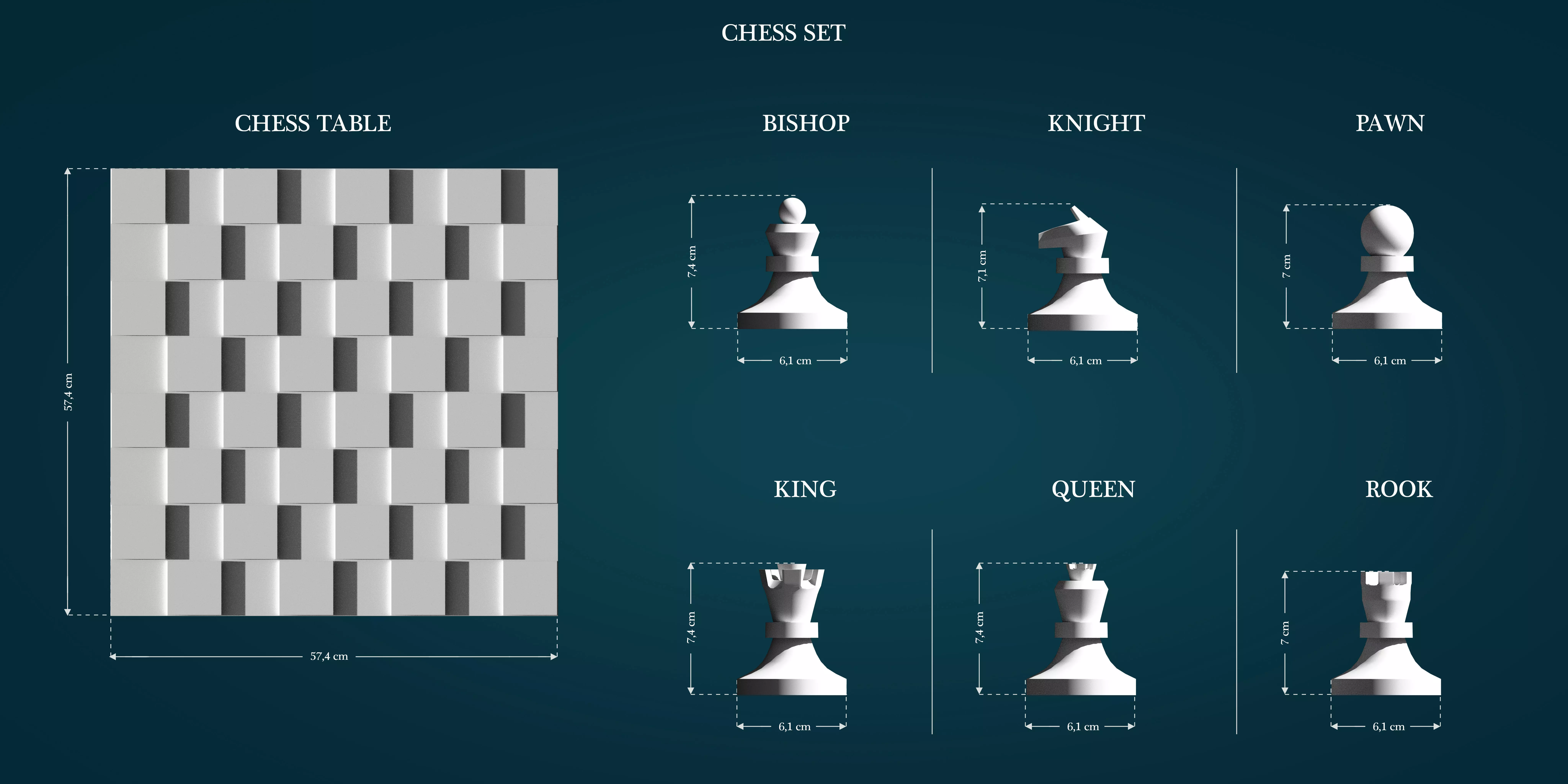 Chess Set pieces 3D print model_0