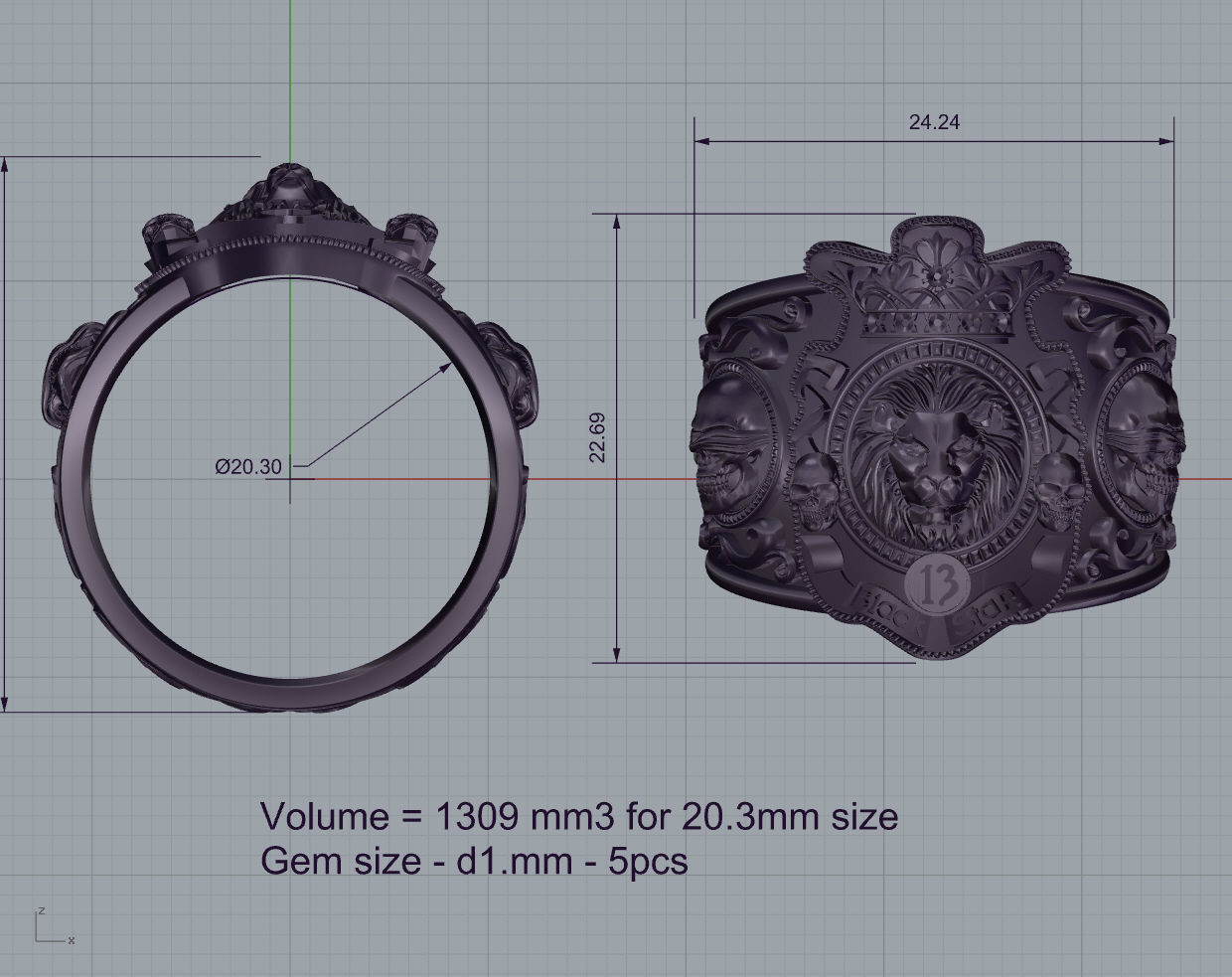 Timati leon ring - replica 3D print model_12