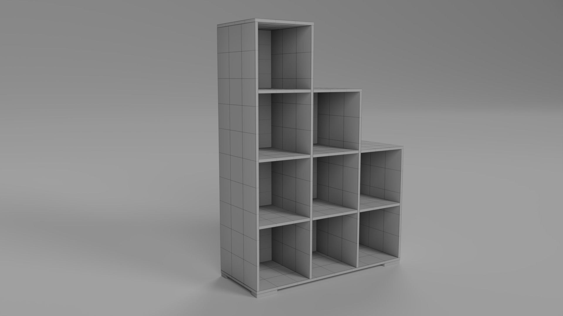 Wooden Book Shelf Low-poly 3D model_8