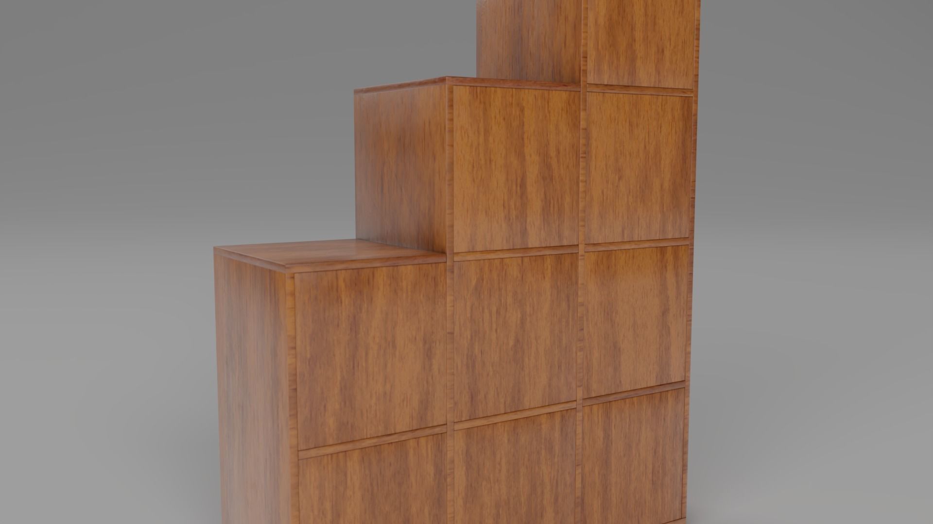 Wooden Book Shelf Low-poly 3D model_15