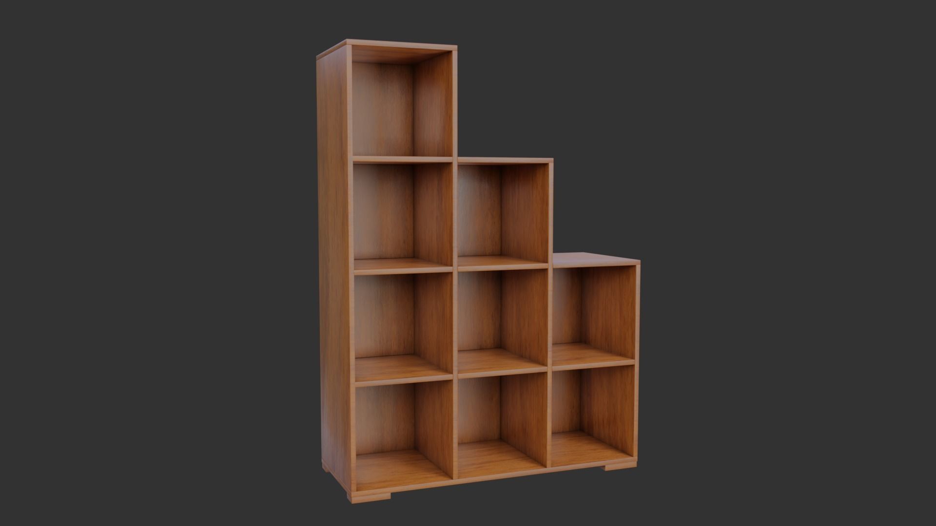 Wooden Book Shelf Low-poly 3D model_2