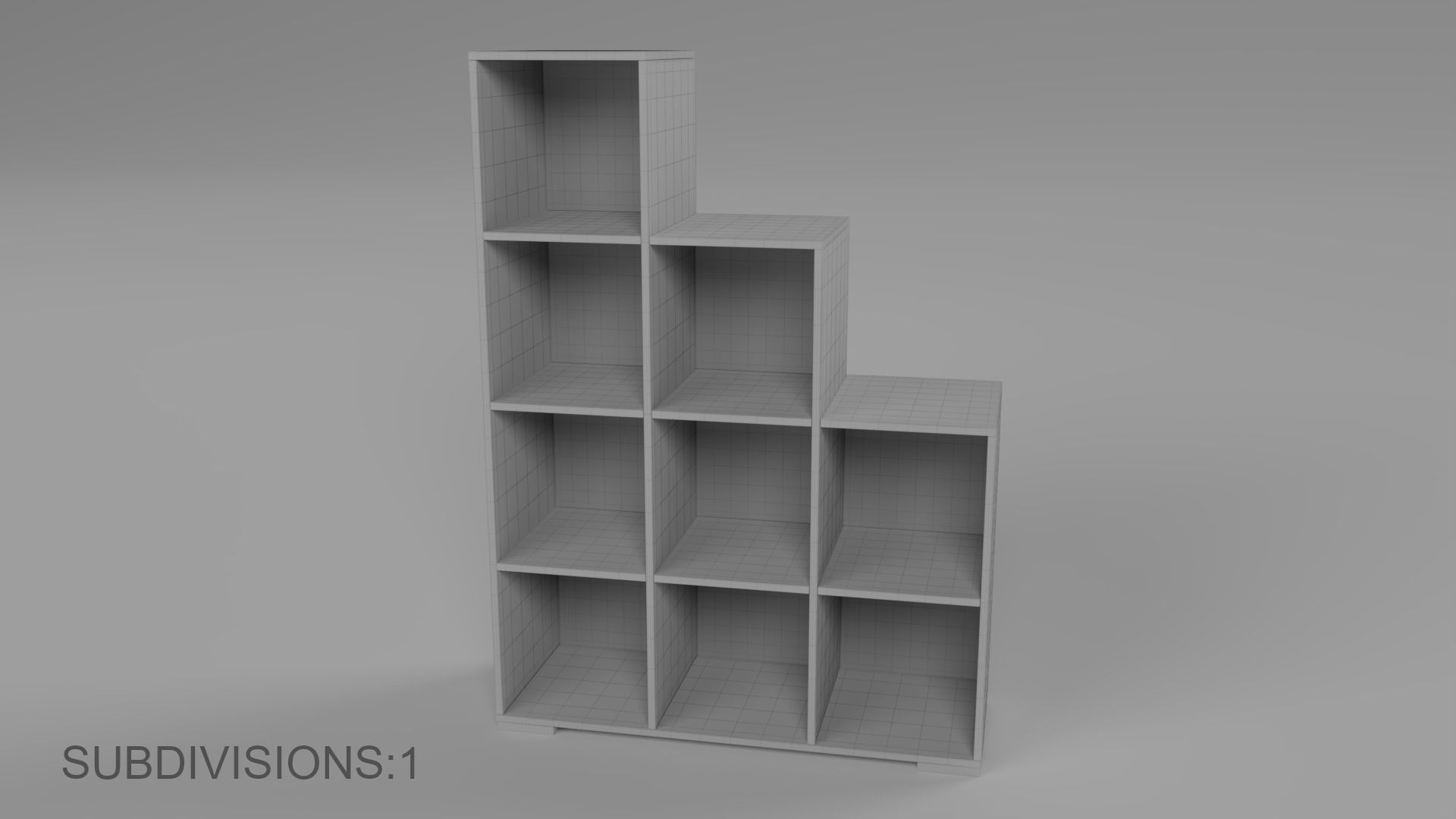 Wooden Book Shelf Low-poly 3D model_12