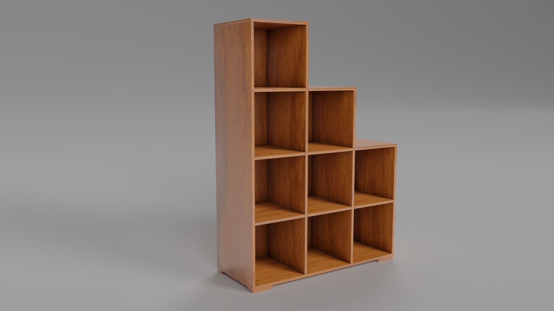 Wooden Book Shelf Low-poly 3D model_7