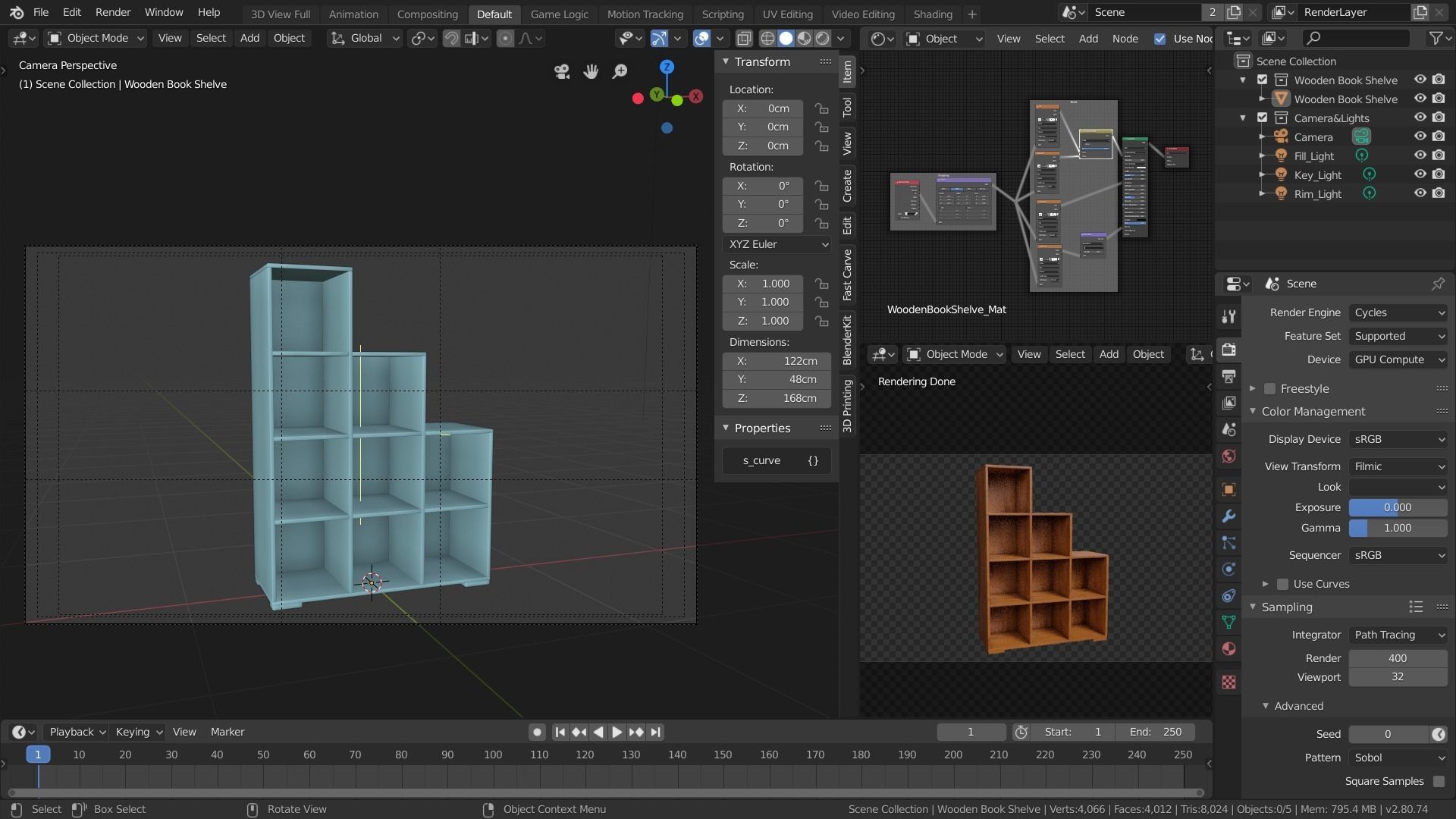 Wooden Book Shelf Low-poly 3D model_22