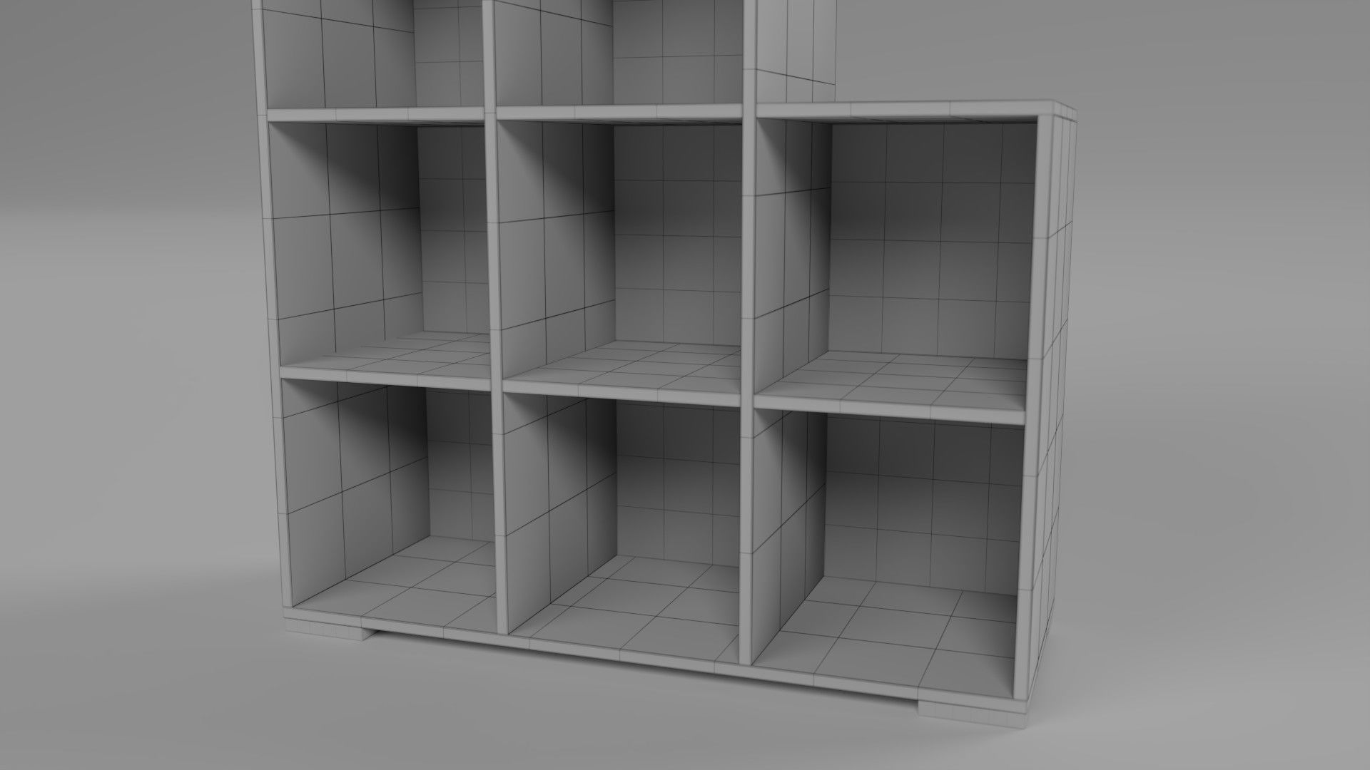 Wooden Book Shelf Low-poly 3D model_10