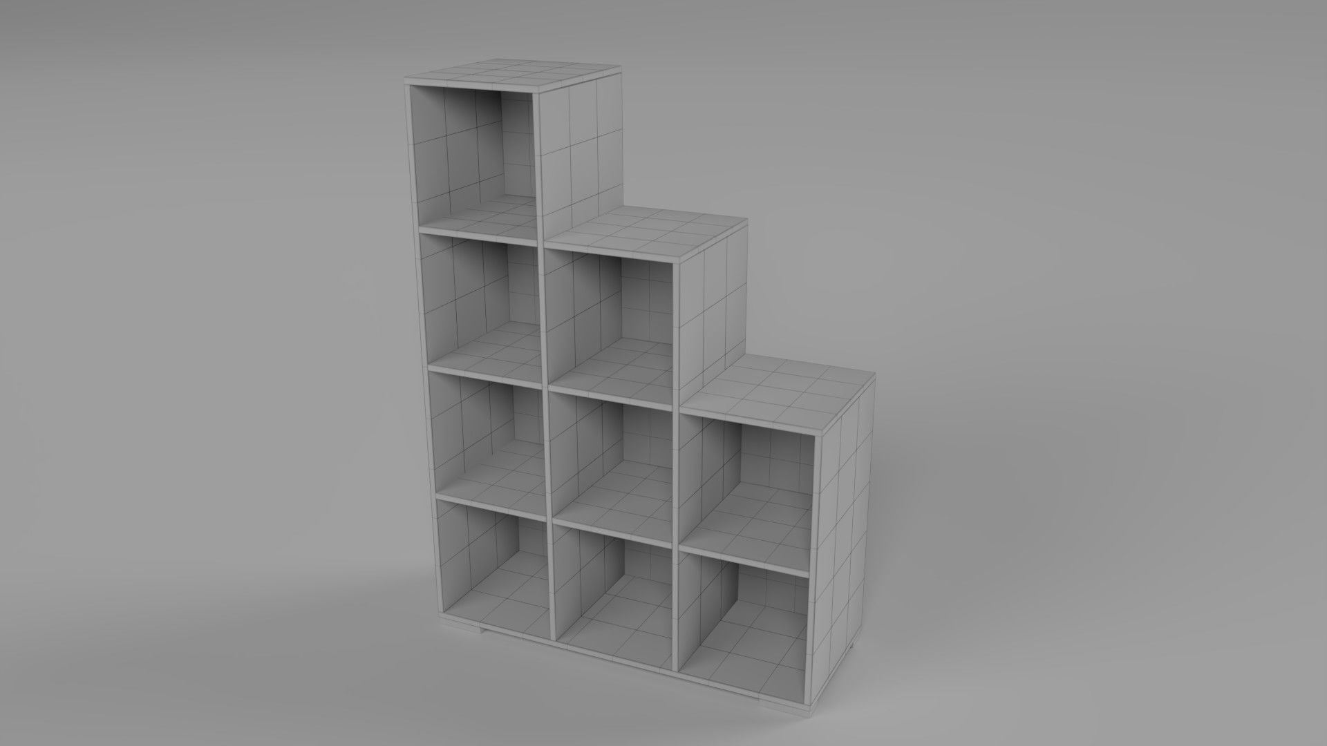 Wooden Book Shelf Low-poly 3D model_4