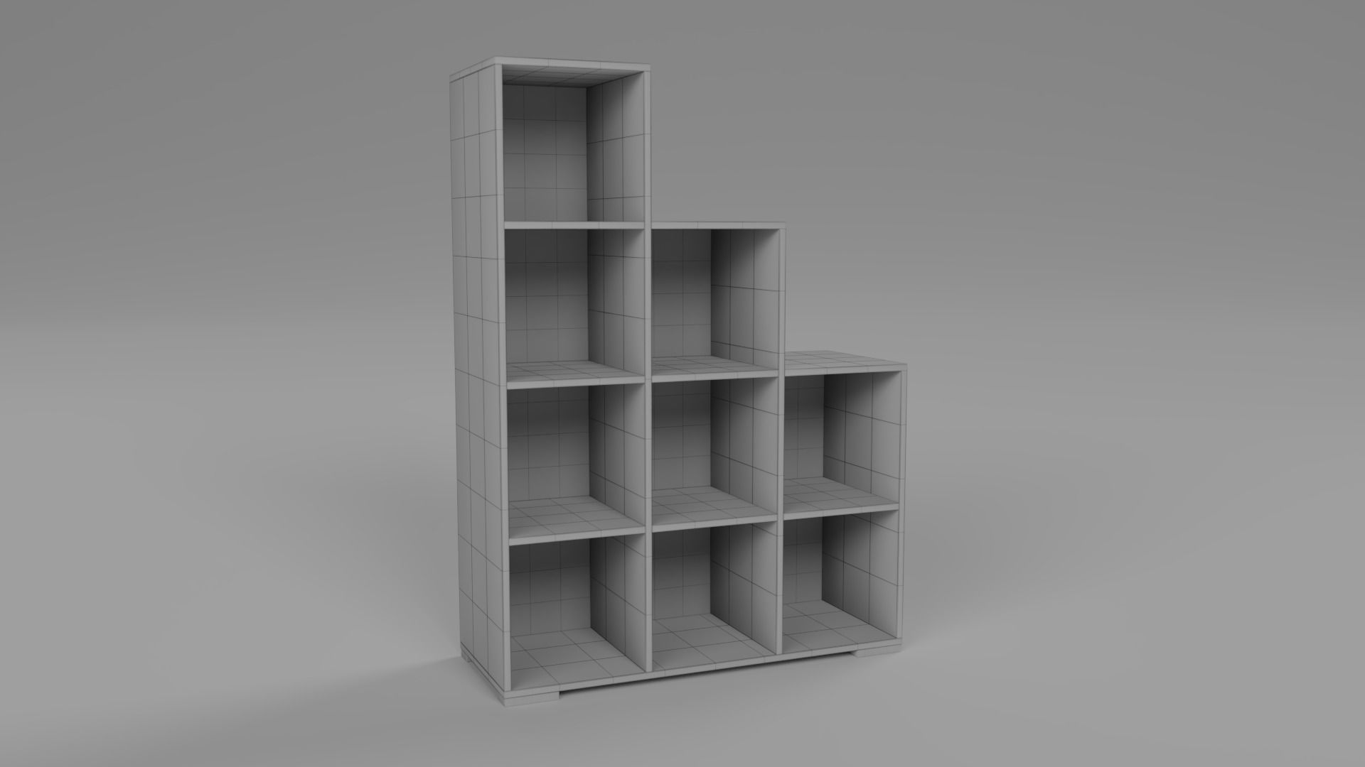 Wooden Book Shelf Low-poly 3D model_18