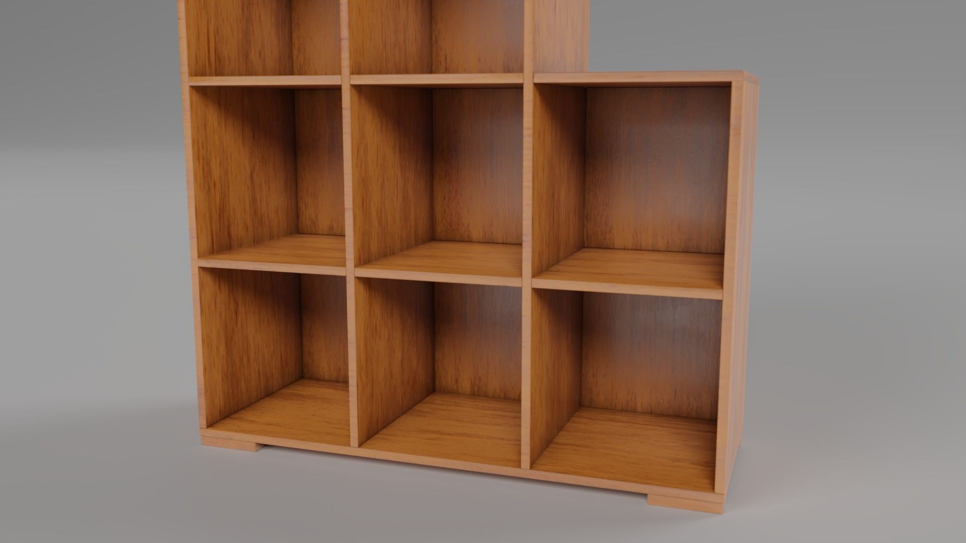 Wooden Book Shelf Low-poly 3D model_9