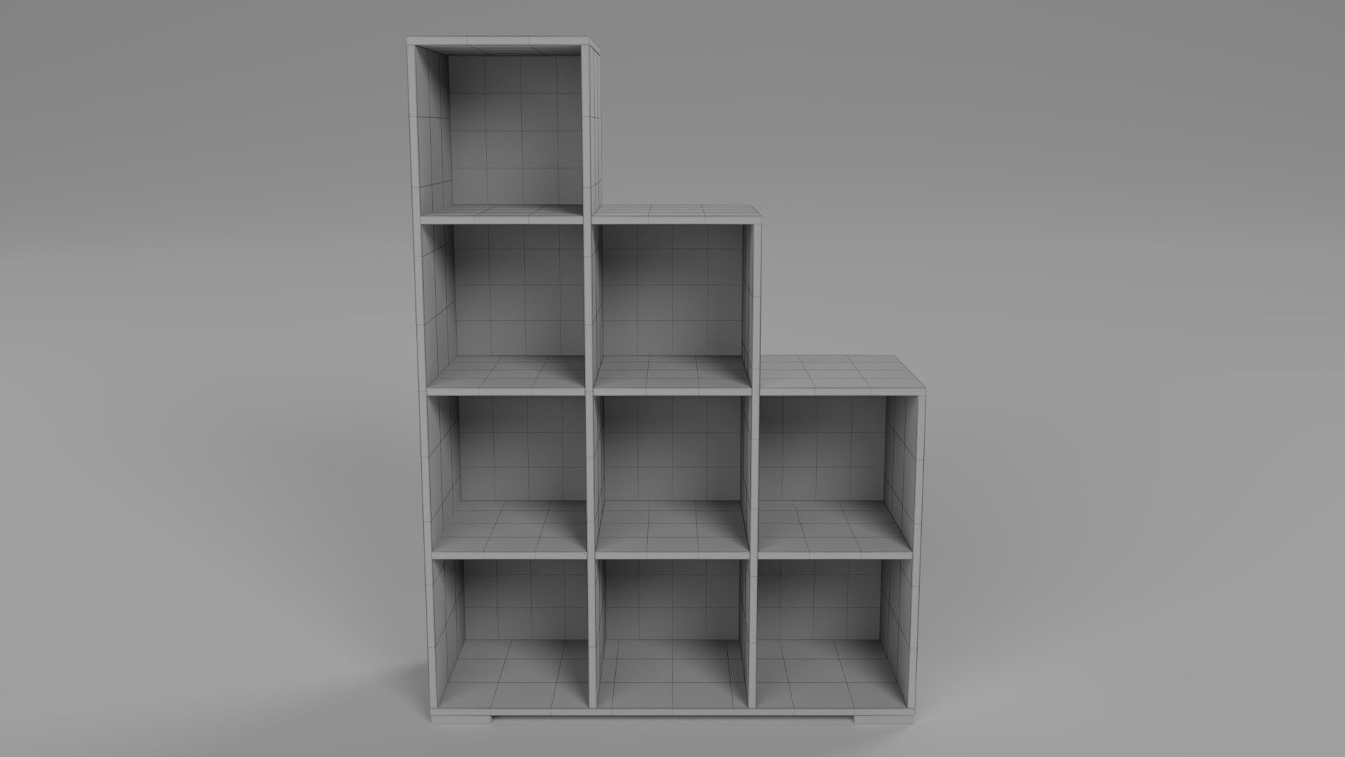 Wooden Book Shelf Low-poly 3D model_6