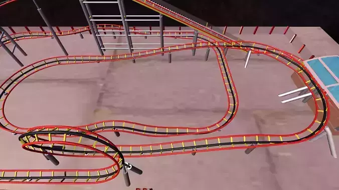 roller coaster 3d model Low-poly 3D model