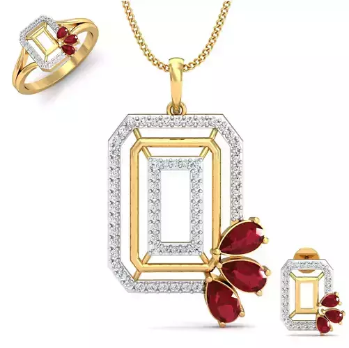 Women ring earrings pendant 3dm stl render detail 3D print model 3D print model