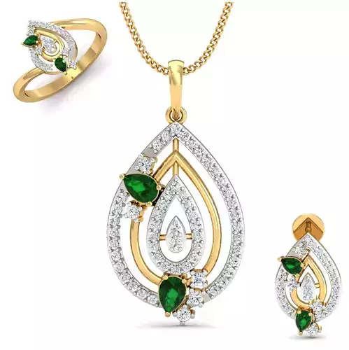 Women ring earrings pendant 3dm stl render detail 3D print model