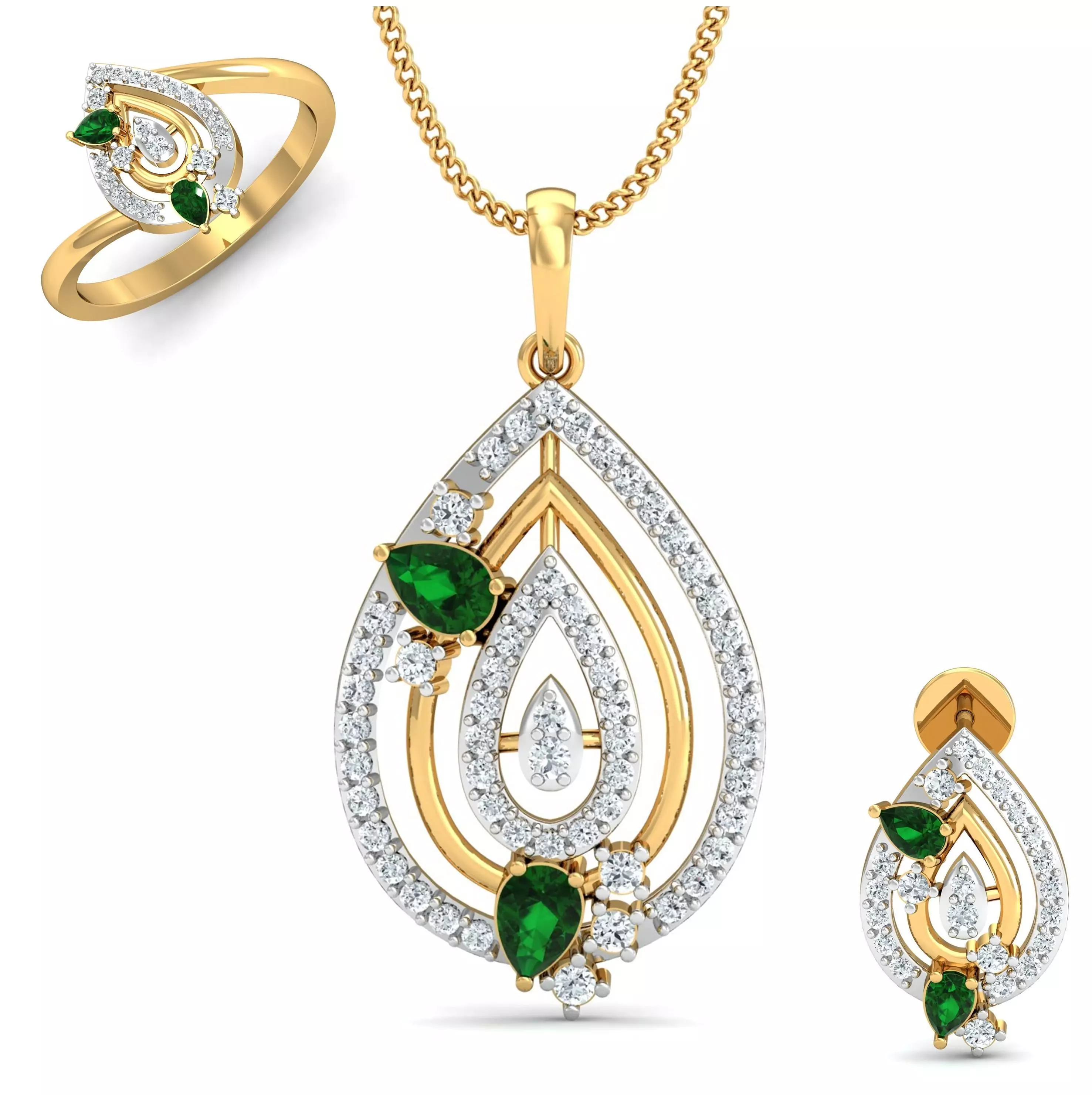 Women ring earrings pendant 3dm stl render detail 3D print model 3D print model_0