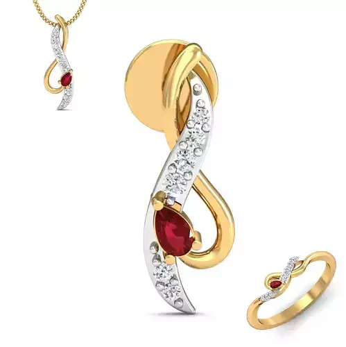 Women ring earrings pendant 3dm stl render detail 3D print model