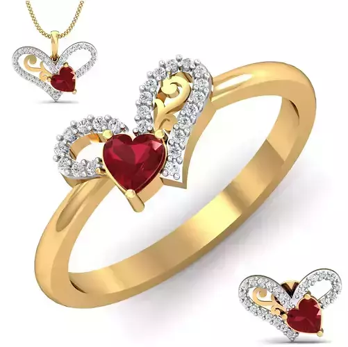 Women ring earrings pendant 3dm stl render detail 3D print model