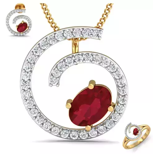 Women ring earrings pendant 3dm stl render detail 3D print model