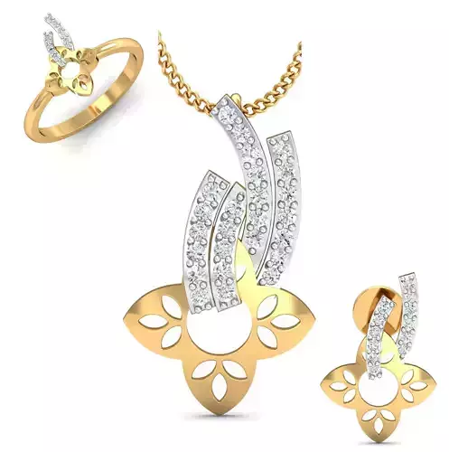 Women ring earrings pendant 3dm stl render detail 3D print model