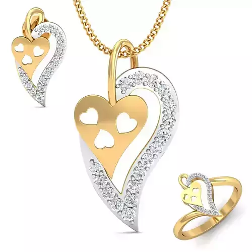 Women ring earrings pendant 3dm stl render detail 3D print model