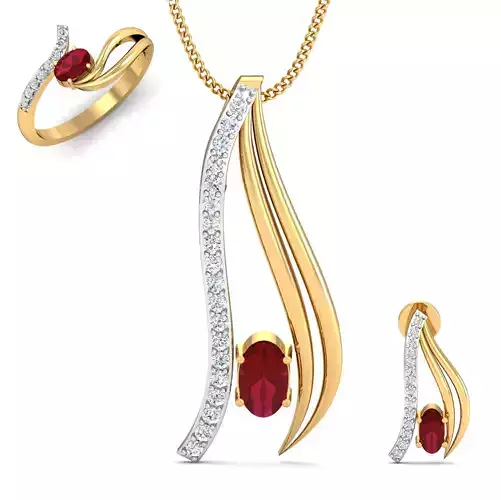 Women ring earrings pendant 3dm stl render detail 3D print model