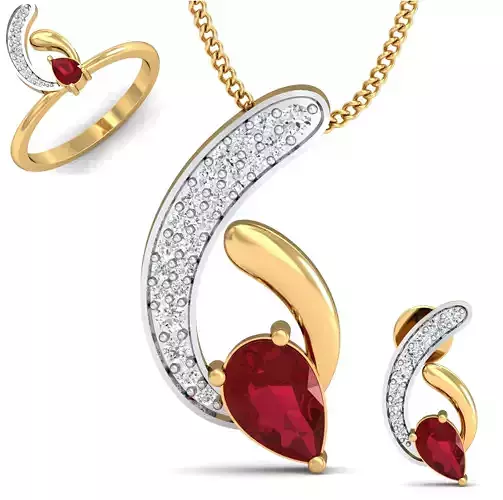 Women ring earrings pendant 3dm stl render detail 3D print model