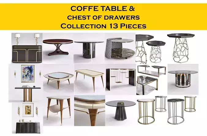 COFFE TABLE   chest of drawers Collection 13 Pieces 3d model
