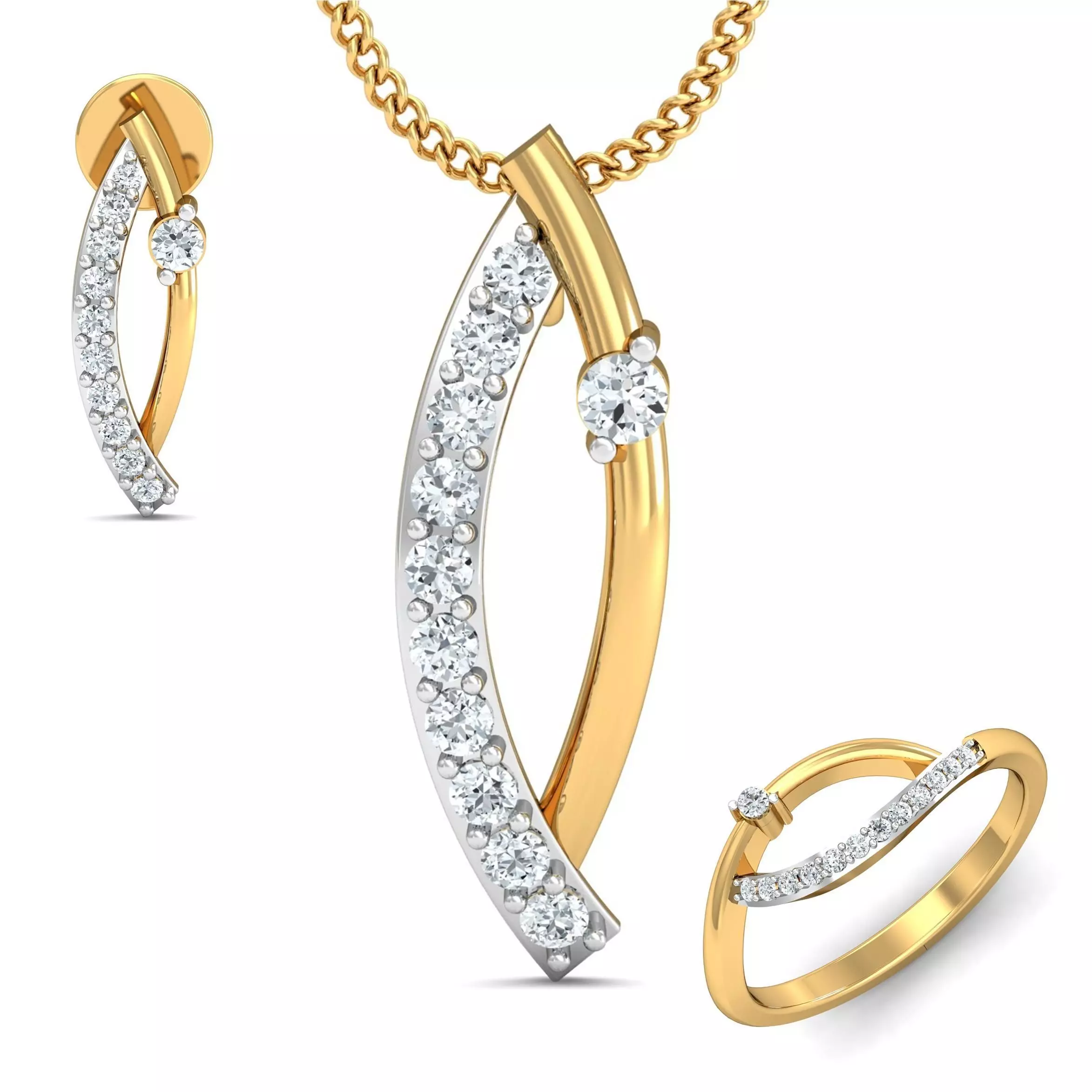 Women ring earrings pendant 3dm stl render detail 3D print model 3D print model_0