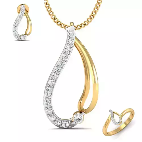 Women ring earrings pendant 3dm stl render detail 3D print model