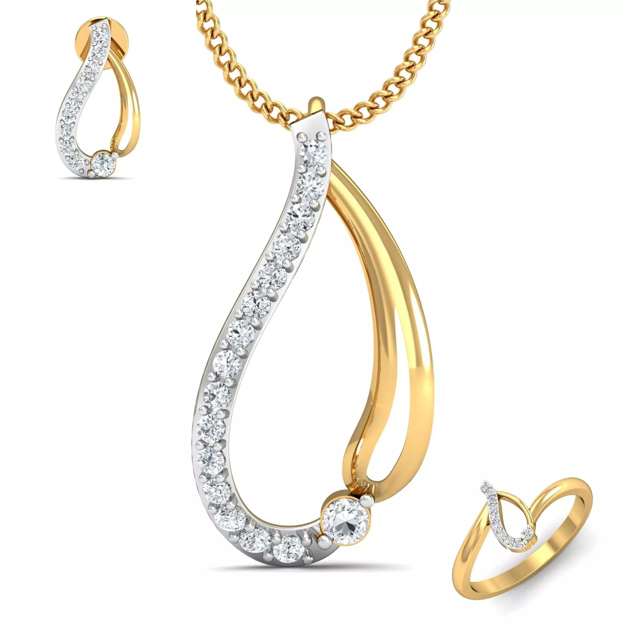 Women ring earrings pendant 3dm stl render detail 3D print model 3D print model_0