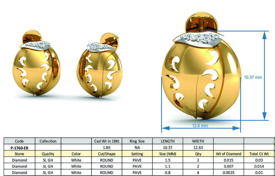 Women ring earrings pendant 3dm stl render detail 3D print model 3D print model_7