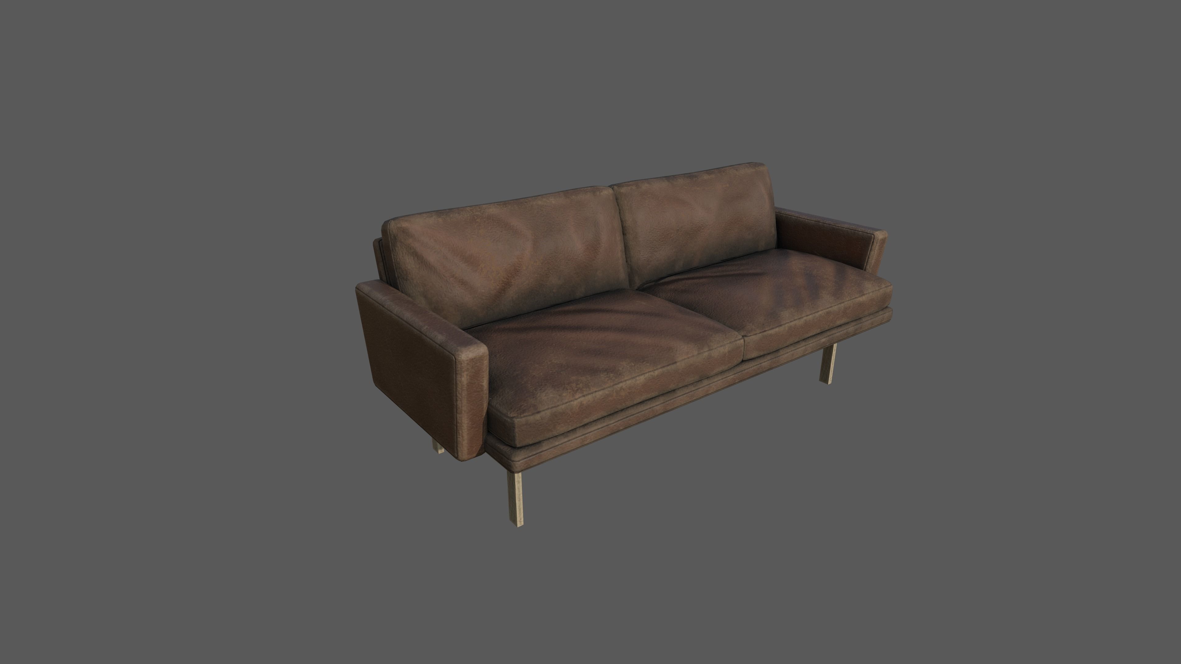 Dark brown sofa Low-poly 3D model_2