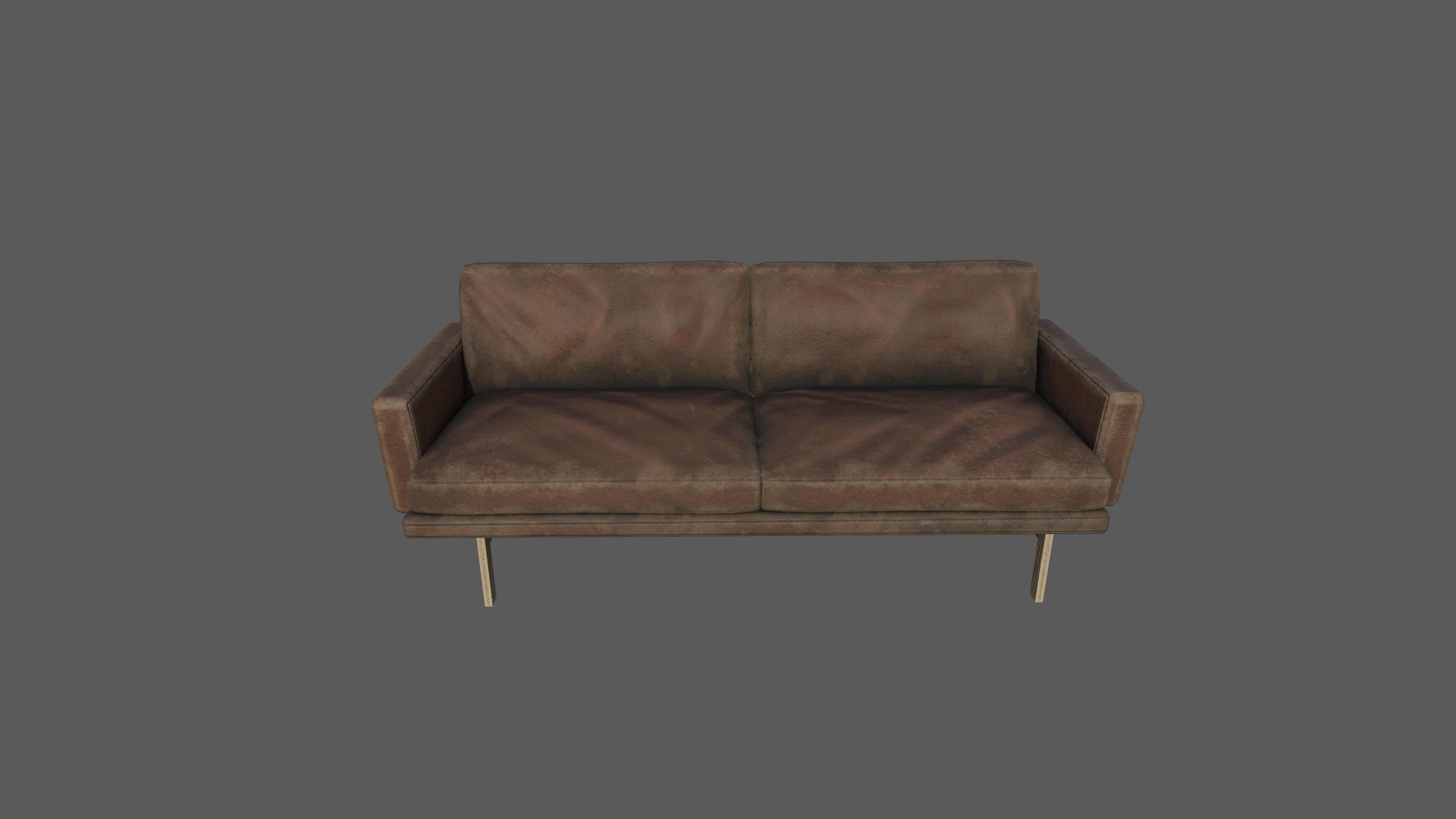 Dark brown sofa Low-poly 3D model_1