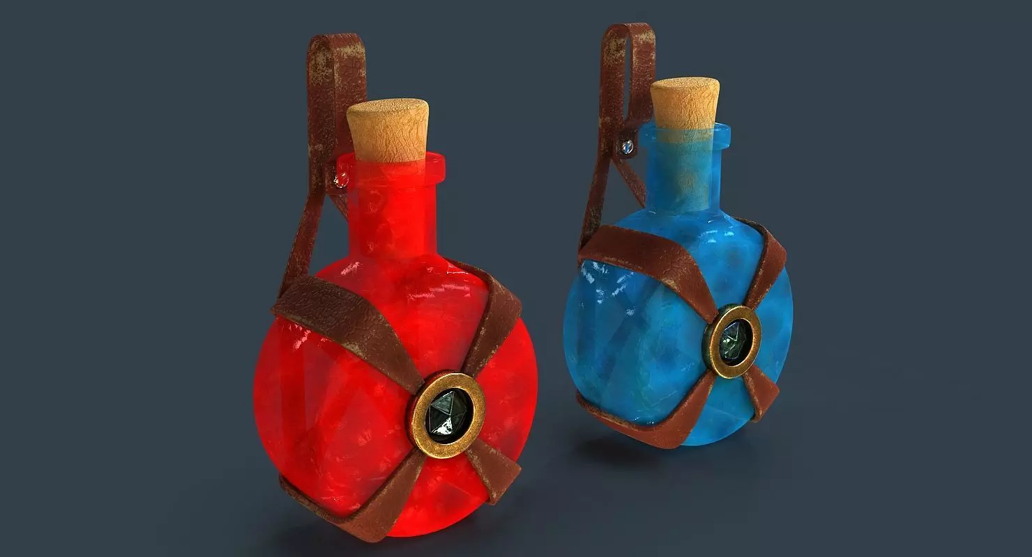 Bottles two Low-poly 3D model_0