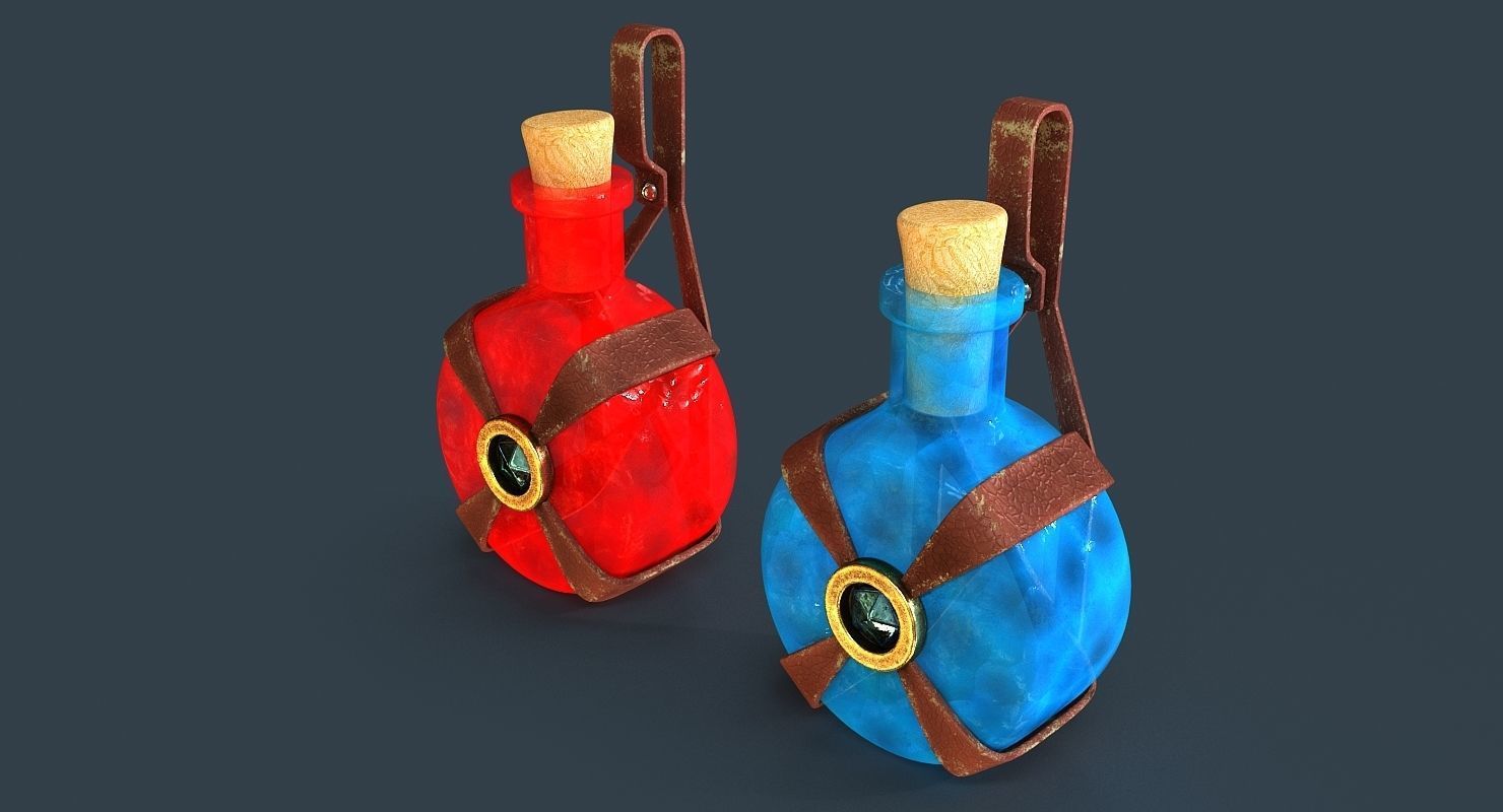 Bottles two Low-poly 3D model_1