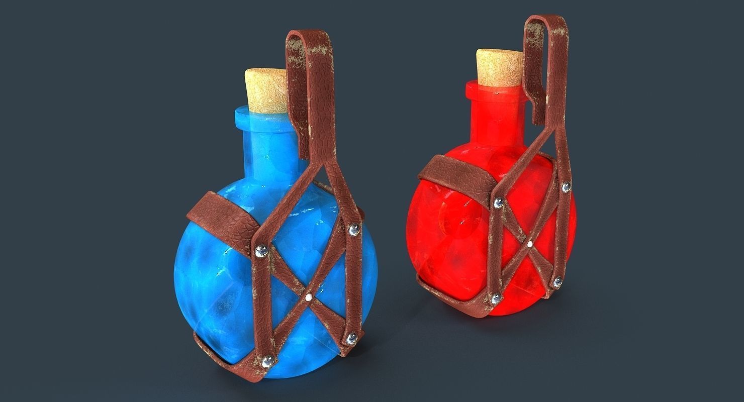 Bottles two Low-poly 3D model_2