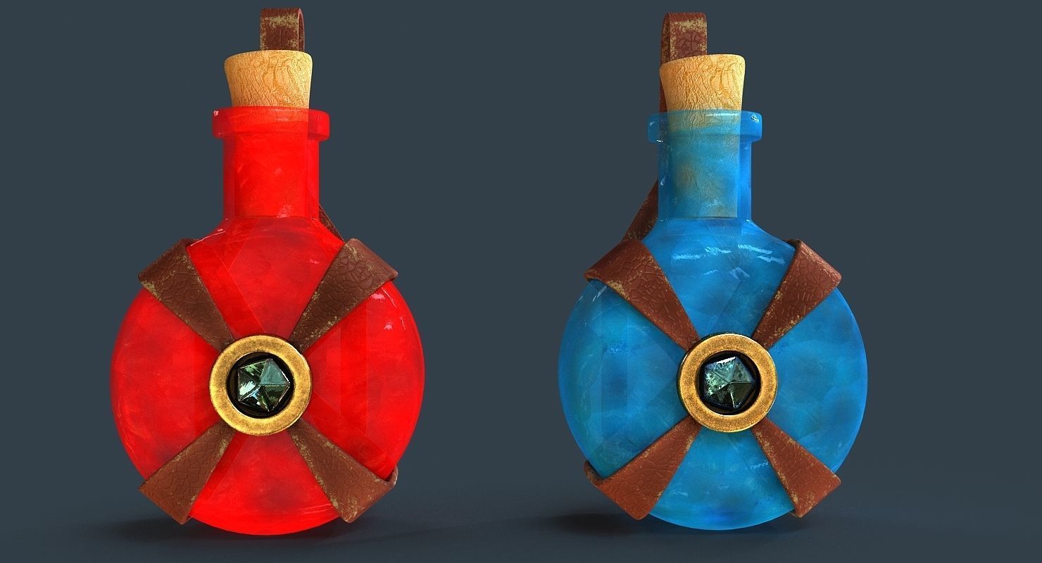 Bottles two Low-poly 3D model_3