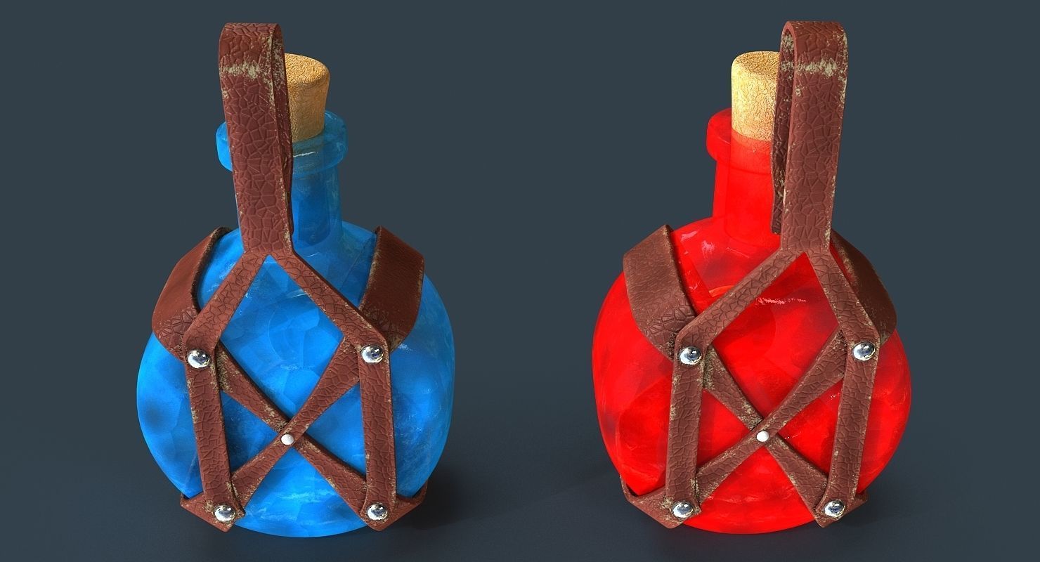 Bottles two Low-poly 3D model_4