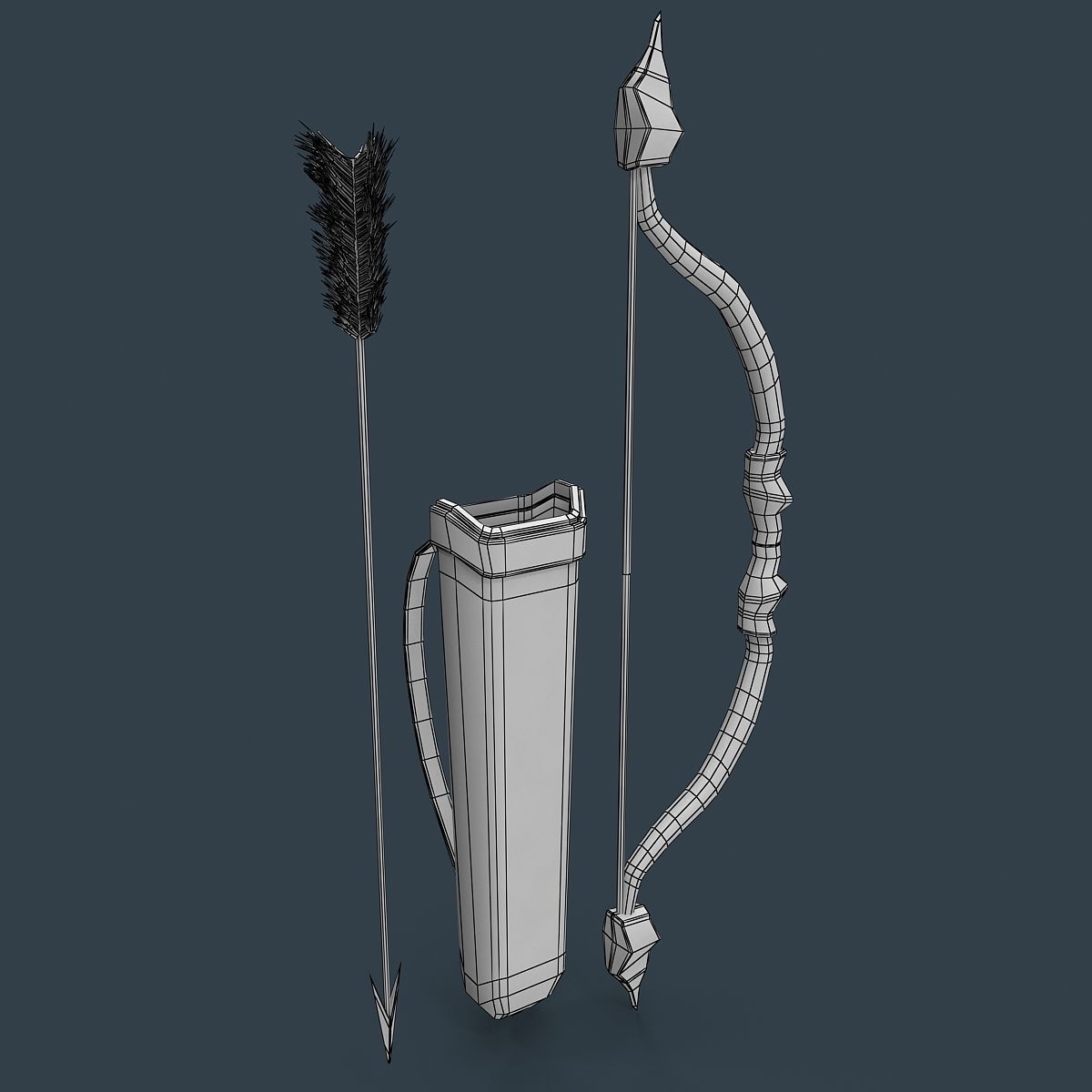Bow and arrows Low-poly 3D model_6