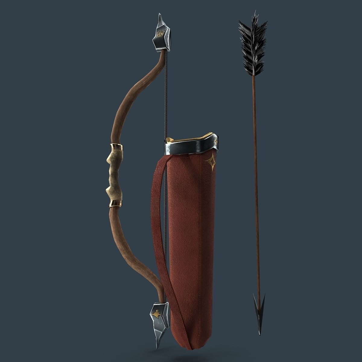 Bow and arrows Low-poly 3D model_4