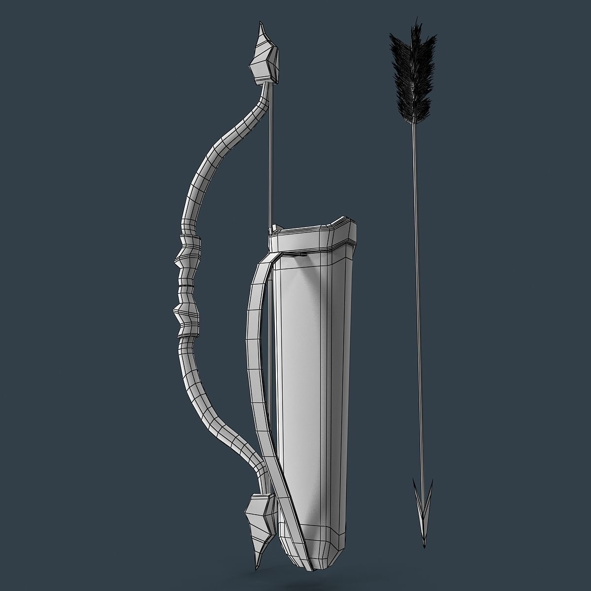 Bow and arrows Low-poly 3D model_9