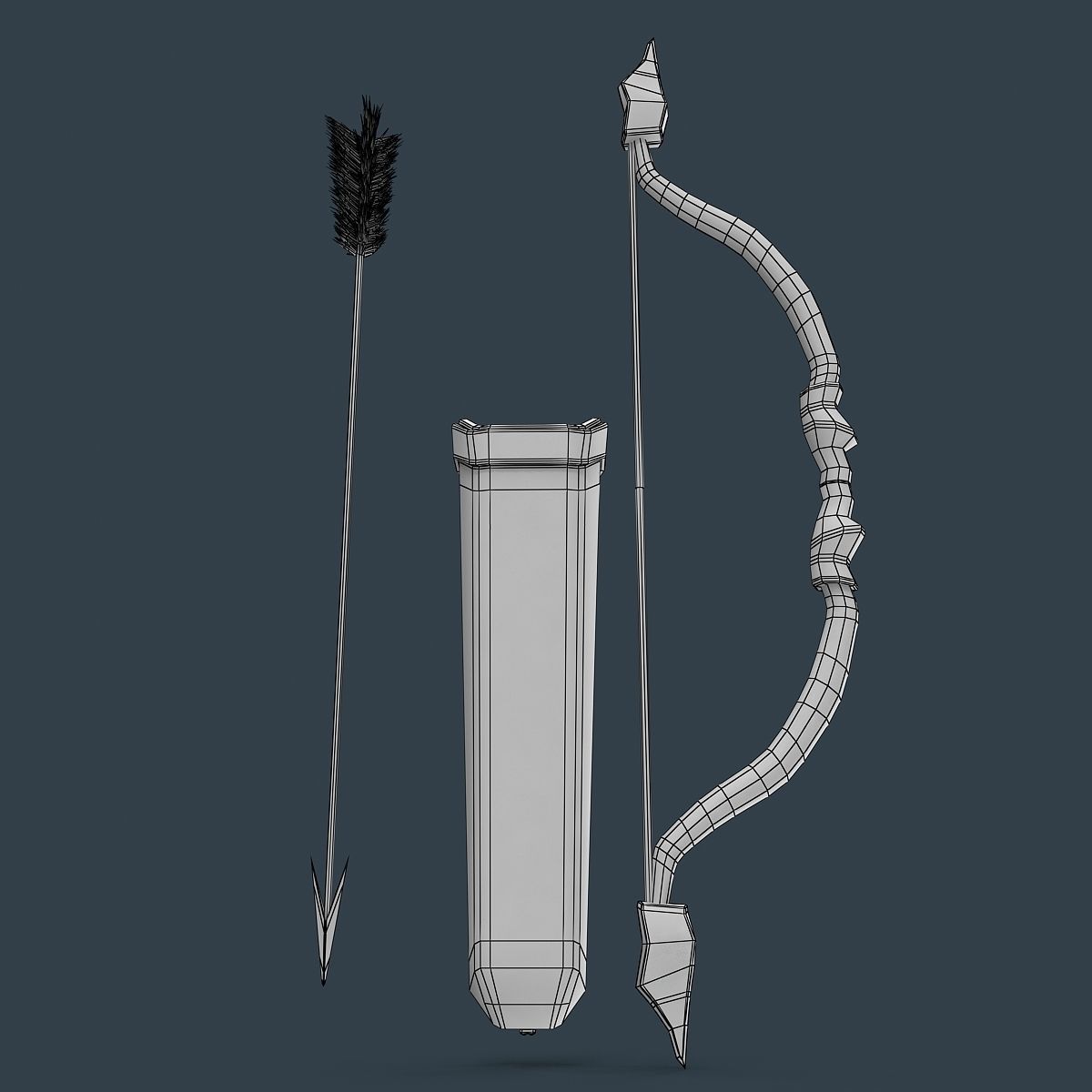 Bow and arrows Low-poly 3D model_10
