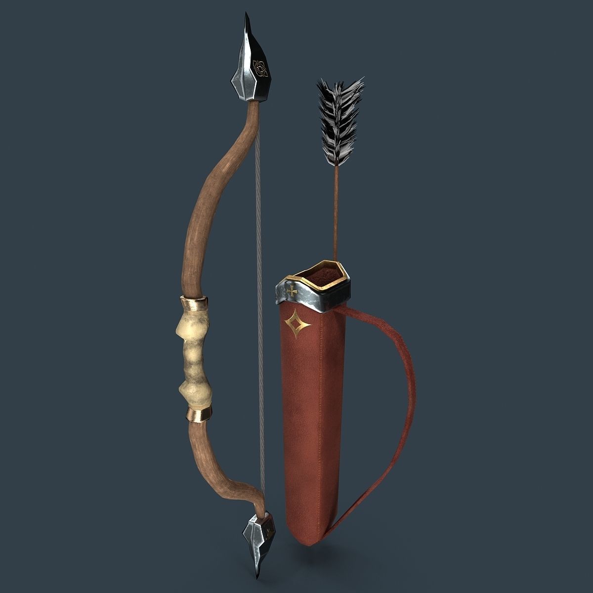 Bow and arrows Low-poly 3D model_3