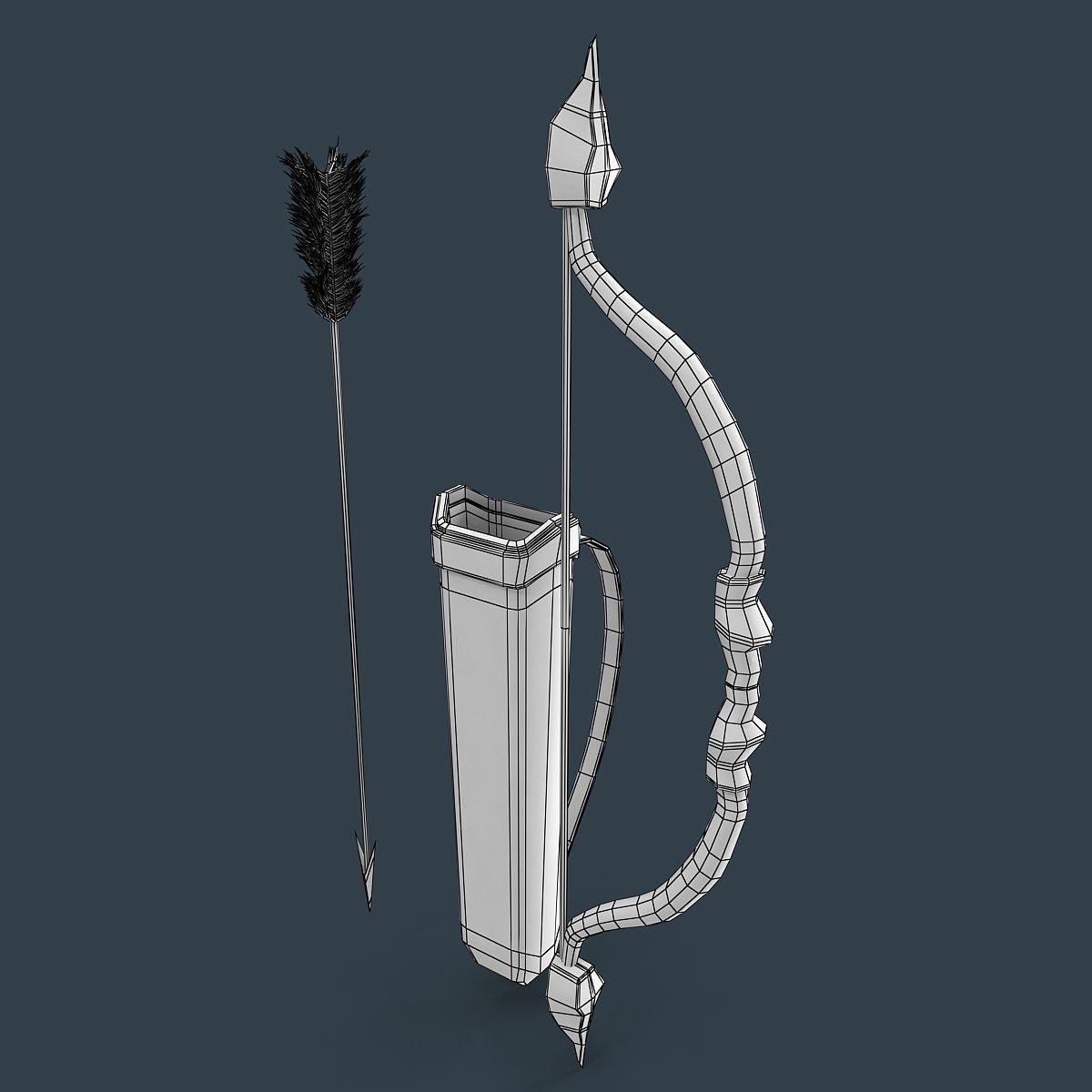 Bow and arrows Low-poly 3D model_7