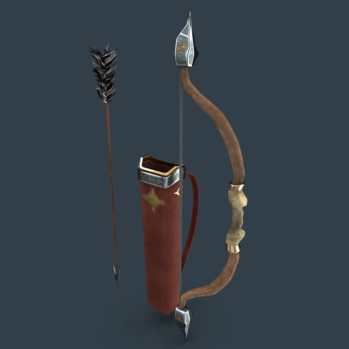 Bow and arrows Low-poly 3D model_2
