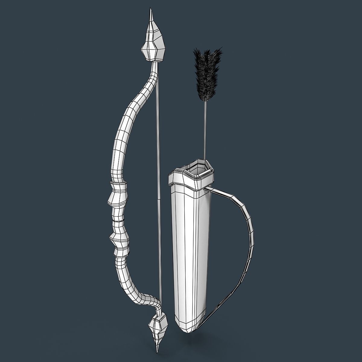 Bow and arrows Low-poly 3D model_8