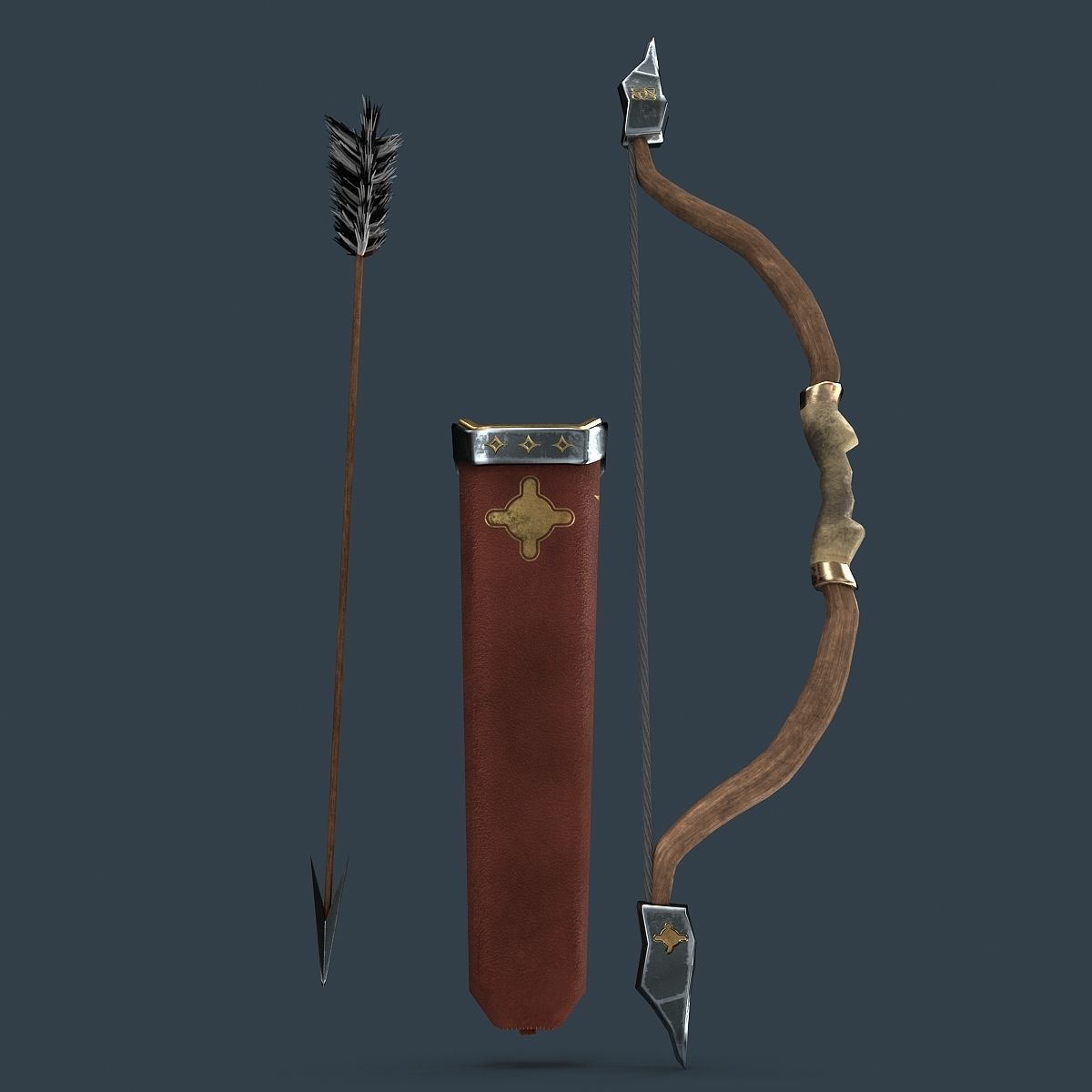 Bow and arrows Low-poly 3D model_5
