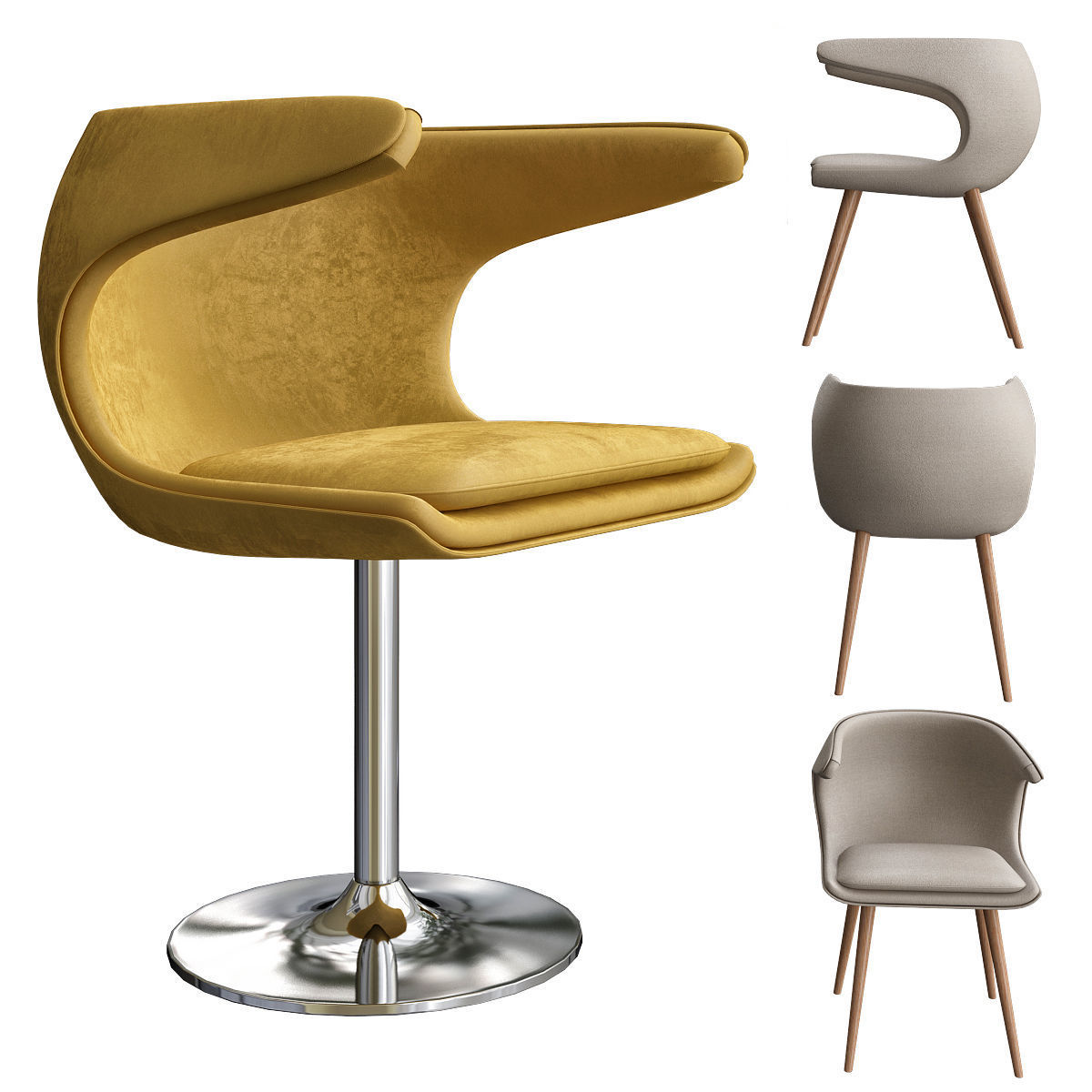 Chair - Armchair and Dinning table Collection 23 Pieces 3d model 3D model_14