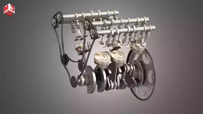 V6 Engine - 3d interior parts