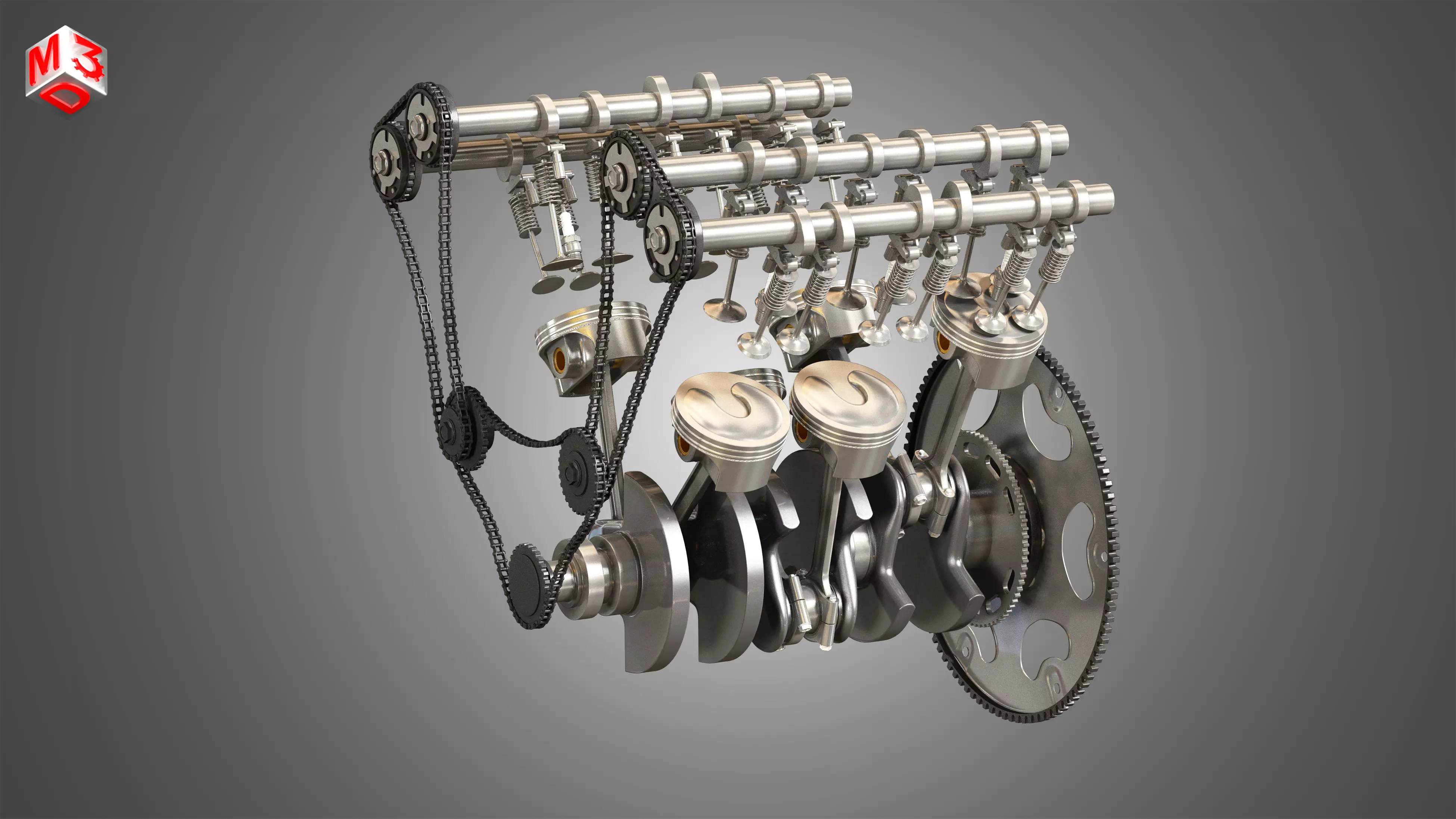 V6 Engine - 3d interior parts 3D model