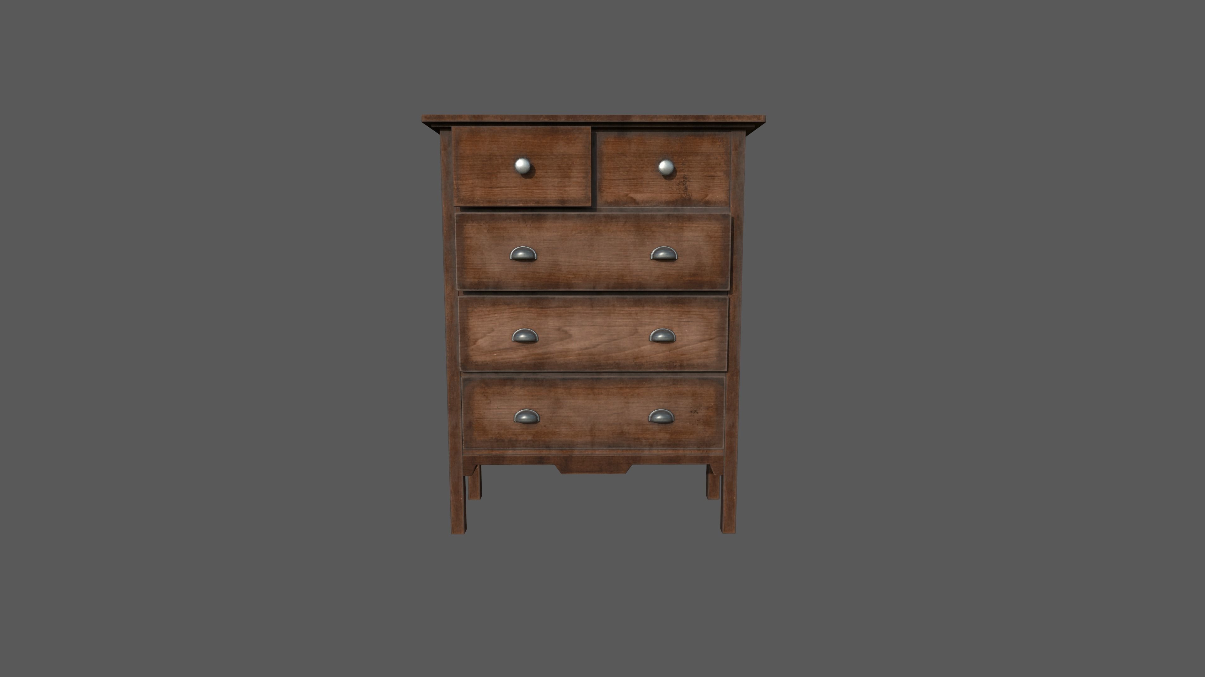 Drawer chest of drawers Free low-poly 3D model_2